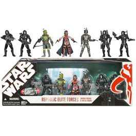 Entertainment Earth Exclusive Republic Elite Forces Mandalorians and Omega Squad action figure set